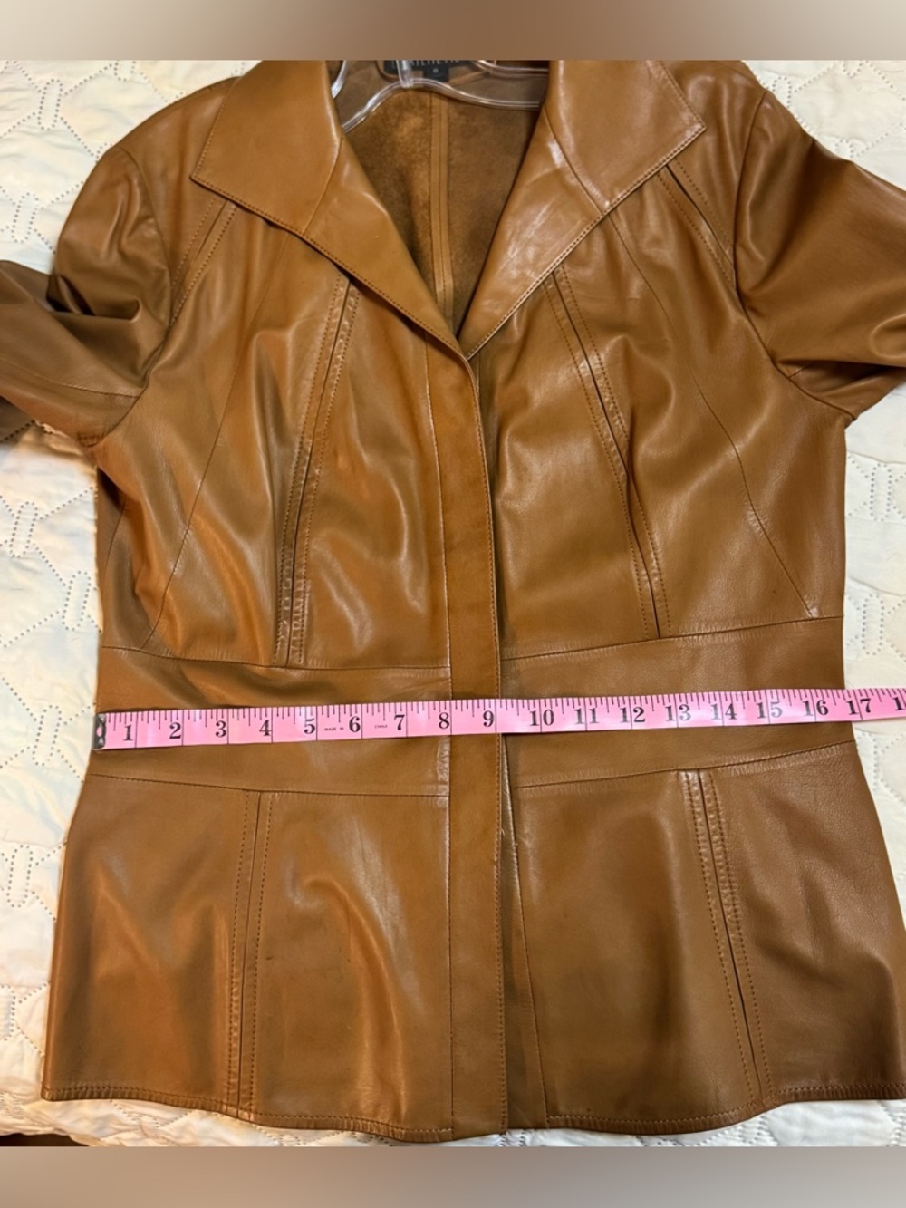 Lafayette 148 New York Tan Lambskin Leather Jacket   Sz 6 - Picture 9 of 11